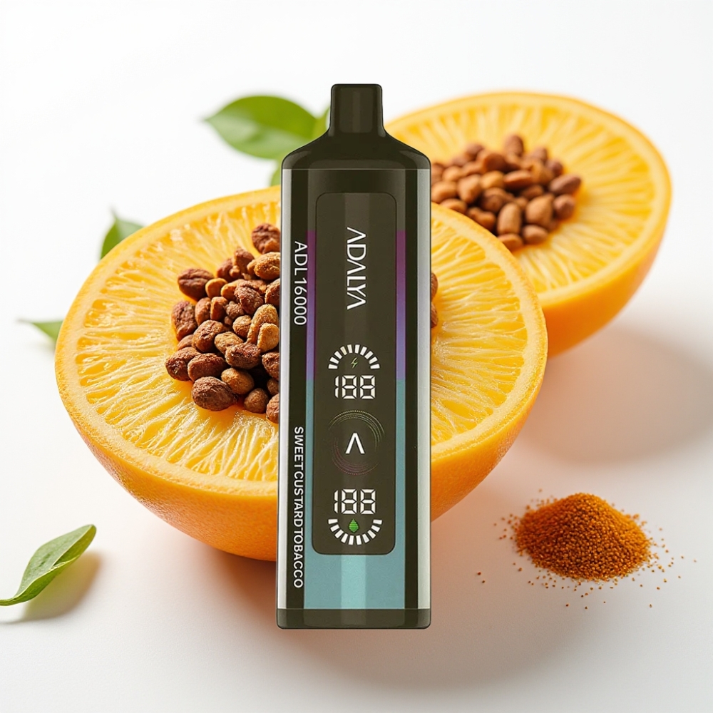 Adalya ADL 16000 PRO Puffs Vape Desechable Pantalla Digital, Bobina Mesh, Sabor Tabaco con Crema Dulce