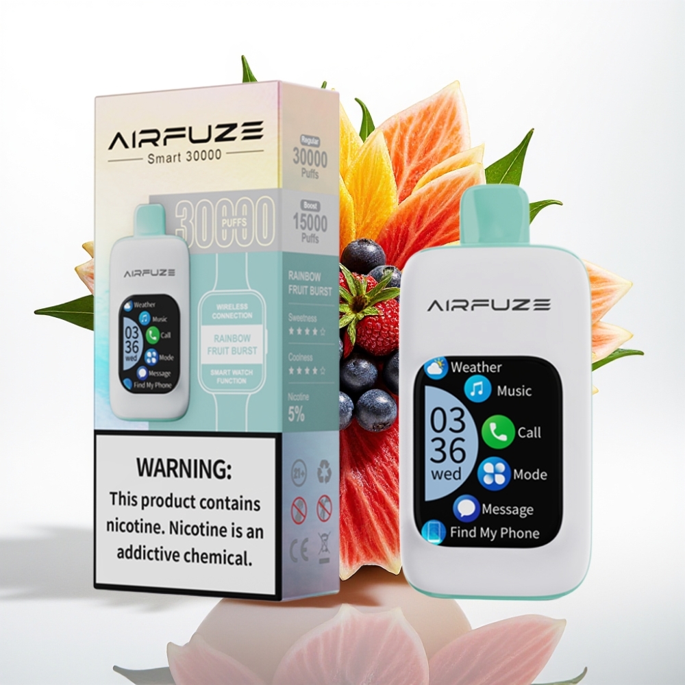 AirFuze Smart 30000 Puffs Pantalla Táctil 5% Nicotina 900mAh Tipo C Explosión de Frutas Arcoíris