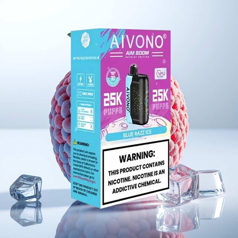 Aivono AIM BOOM 25000 Puffs 28ml 650mAh 1.2ohm Tipo-C Frambuesa Azul Hielo