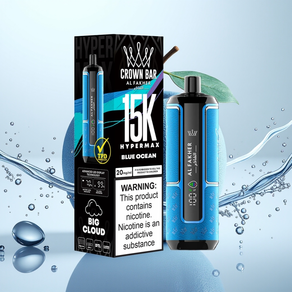 Al Fakher Crown Bar 15K Hypermax 22ml 600mAh DTL 6mg Azul Océano