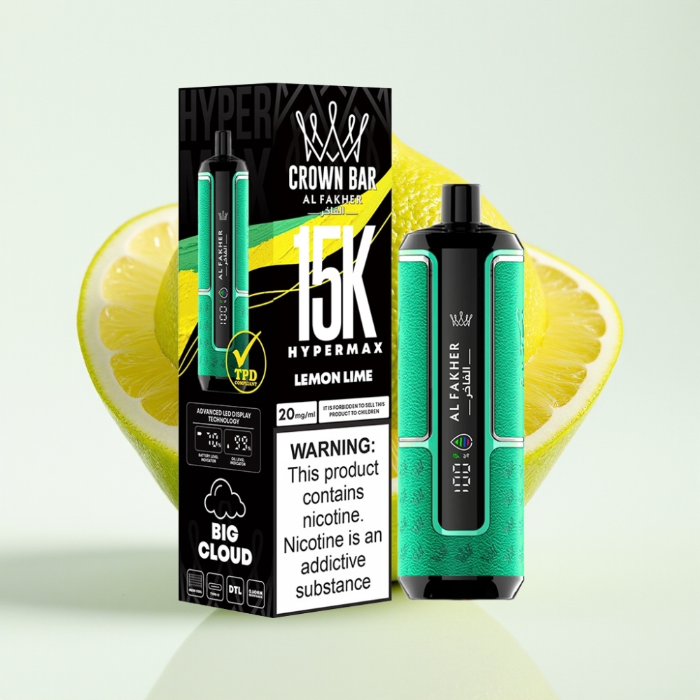 Al Fakher Crown Bar 15K Hypermax 22ml 600mAh Tipo-C Lima Limón