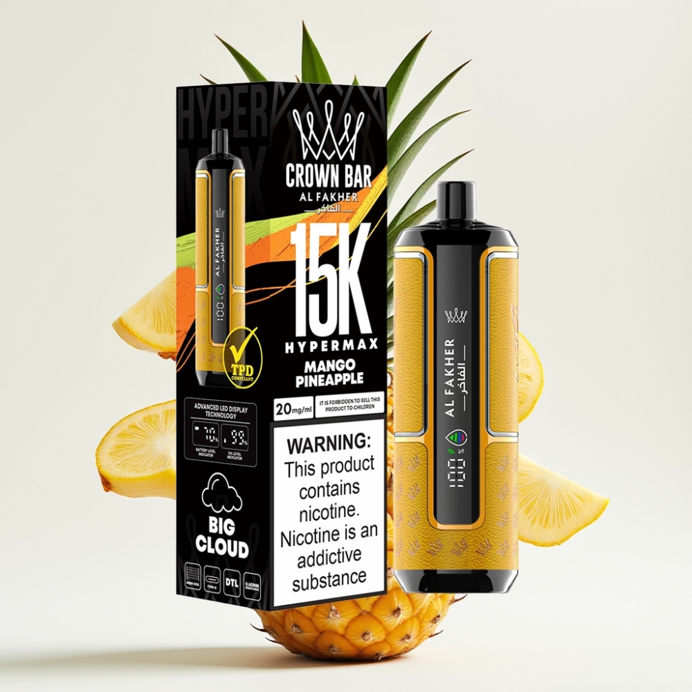Al Fakher Crown Bar 15K Hypermax Desechable 22ml 6mg Mango Piña