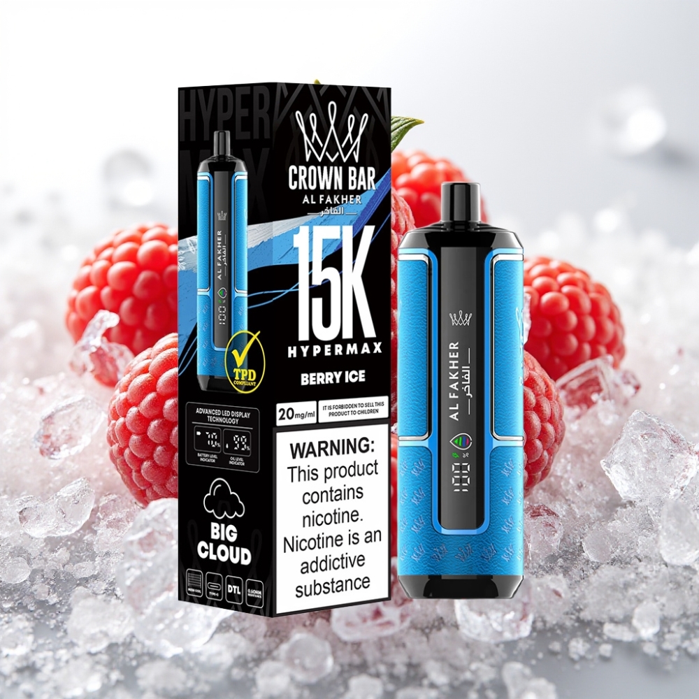 Al Fakher Crown Bar 15K Hypermax Vape Desechable 22ml 600mAh Berry Hielo