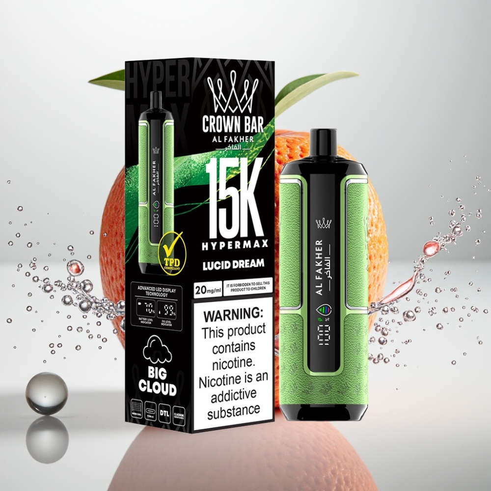 Al Fakher Crown Bar 15K Hypermax Vape Desechable 22ml 6mg Sueño Lúcido