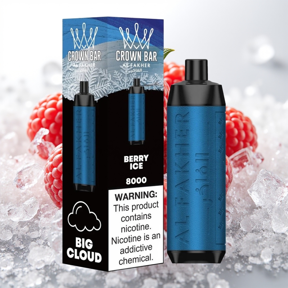 Al Fakher Crown Bar 8000 Crystal 18ml 5mg 0.6ohm Baya Helada