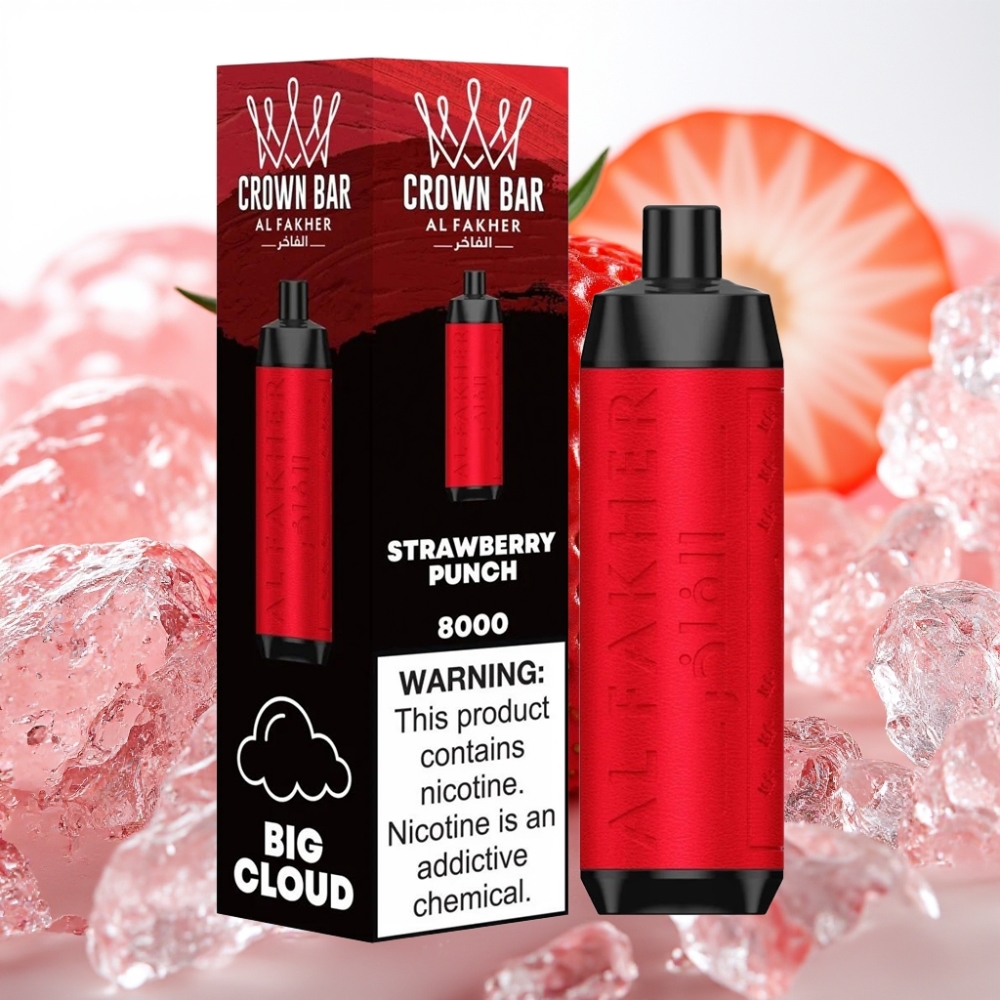 Al Fakher Crown Bar 8000 Crystal 18ml 5mg 0.6ohm Golpe de Fresa