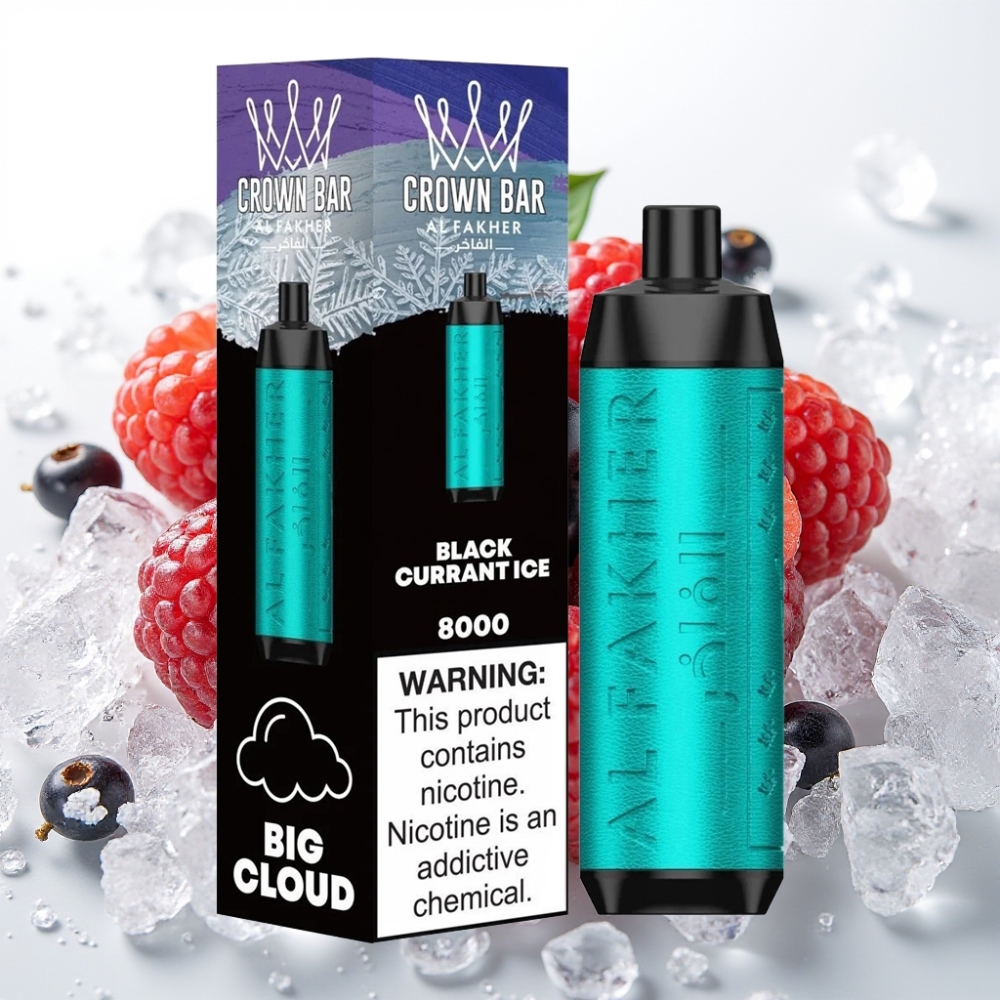 Al Fakher Crown Bar 8000 Crystal 18ml 5mg 0.6ohm USB-C Grosella Negra Hielo