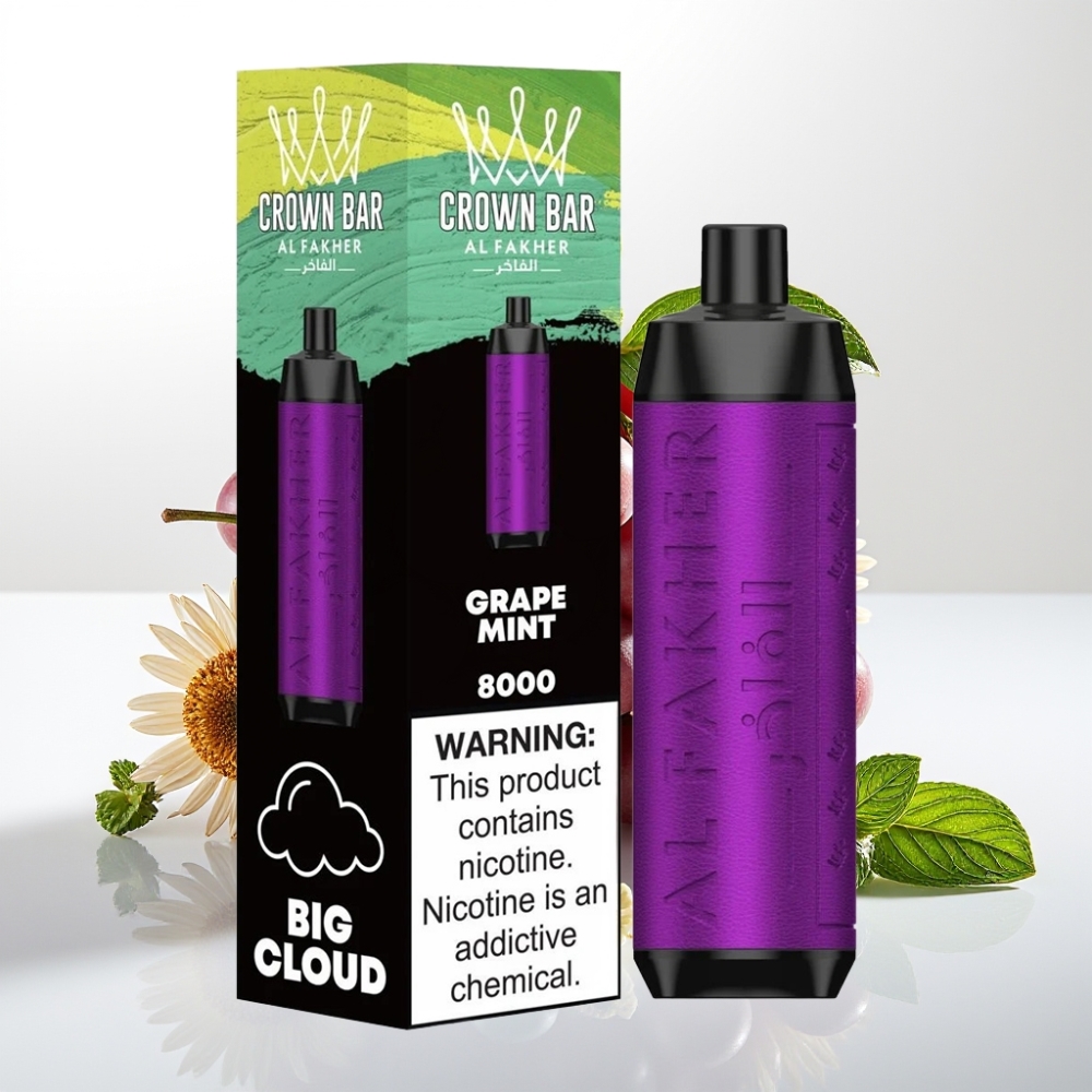 Al Fakher Crown Bar 8000 Crystal Desechable 18ml 5mg Uva Menta