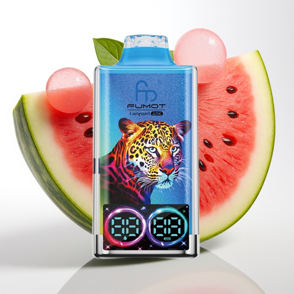 Fumot Leopard 40K Puffs 700mAh Dual Mesh Carga Type-C Pantalla Digital Sabor Chicle de Sandía
