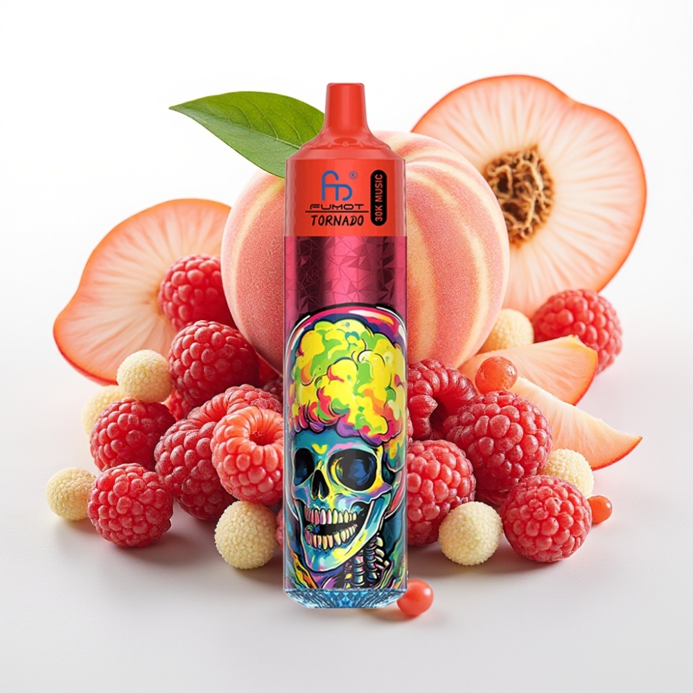 Fumot RandM Tornado 30000 Puffs 30mL 2%/5% LED Melocotón Bayas