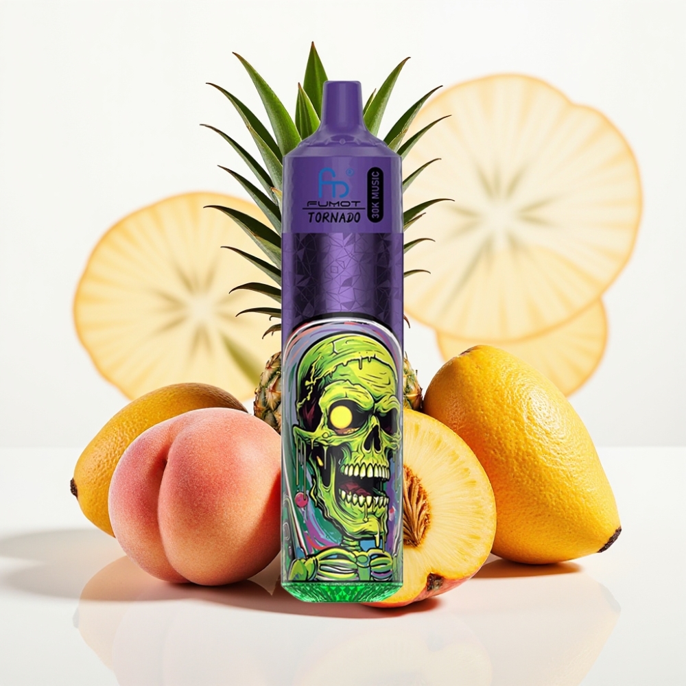 Fumot RandM Tornado 30000 Puffs 30mL 5% 1.0 Ohm Melocotón Mango Piña