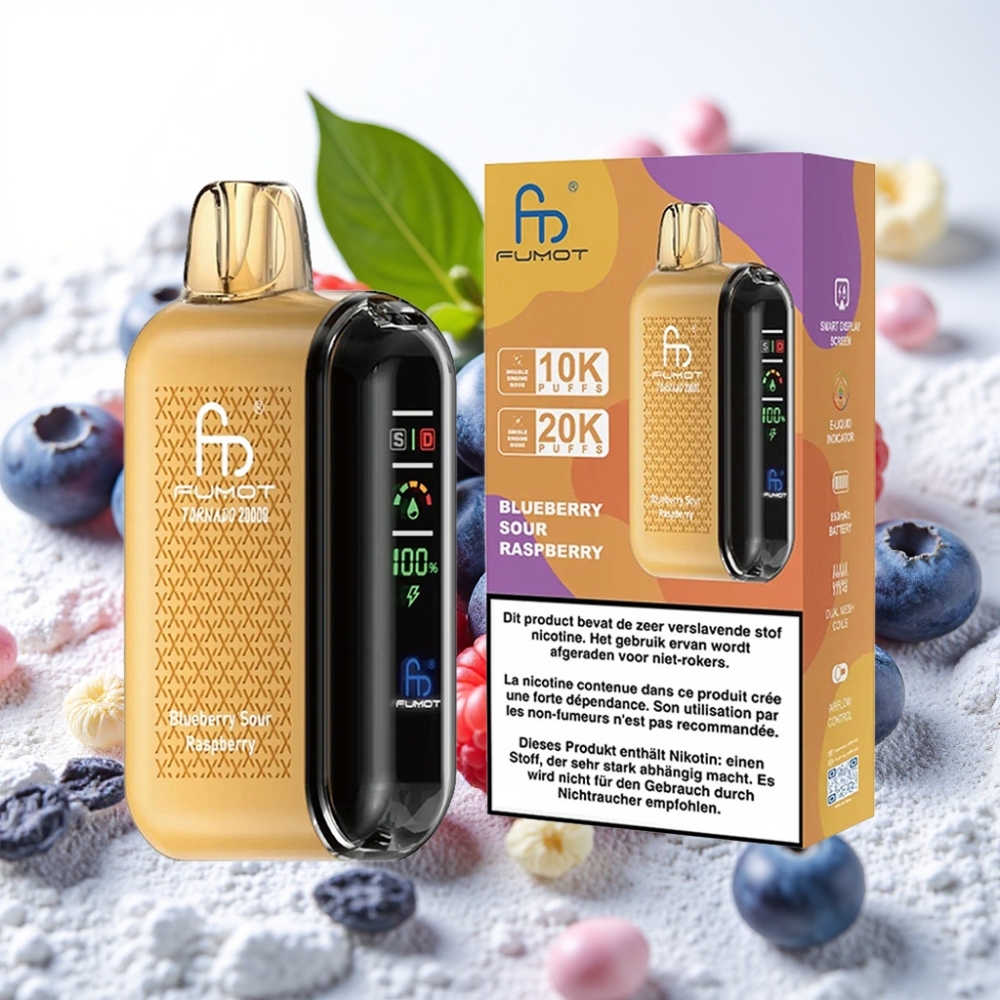 Fumot Tornado 20000 Puffs Doble Malla 20ml Arándano Frambuesa Ácida