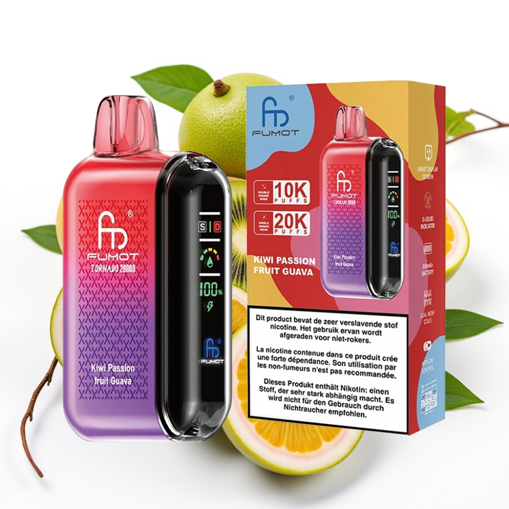 Fumot Tornado 20000 Puffs Dual Mesh 20ml Kiwi Maracuyá Guayaba
