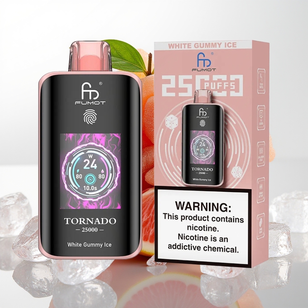 Fumot Tornado 25000 Puffs HD Pantalla 700mAh 20ml Osito de Goma Blanco