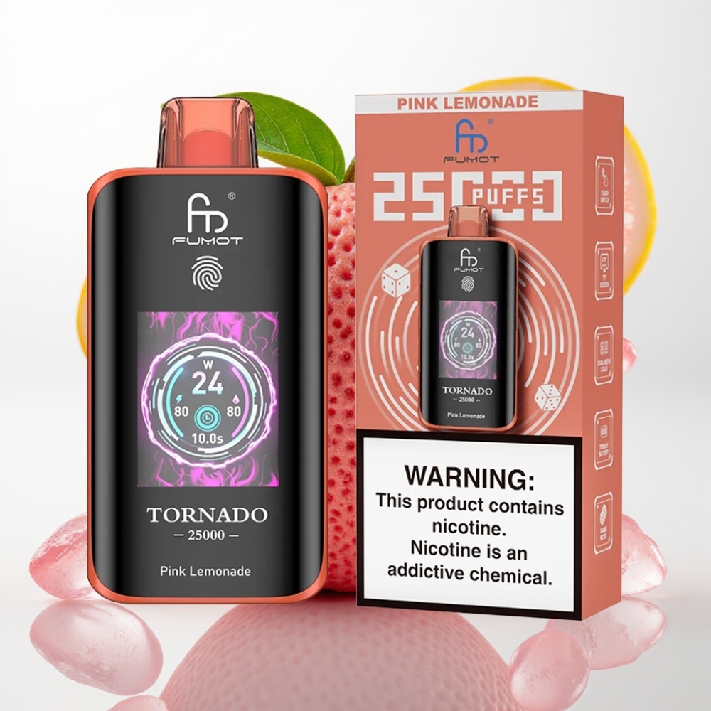 Fumot Tornado 25000 Puffs HD Pantalla 700mAh Lima Rosa