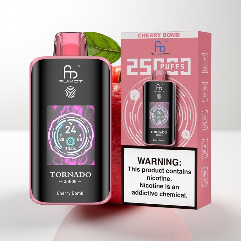 Fumot Tornado 25000 Puffs HD Screen 700mAh 20ml Bomba Cereza