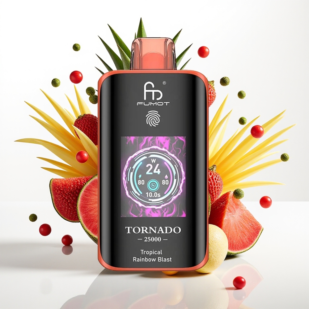 Fumot Tornado 25000 Puffs Pantalla HD 700mAh 20ml Explosión Tropical del Arcoíris