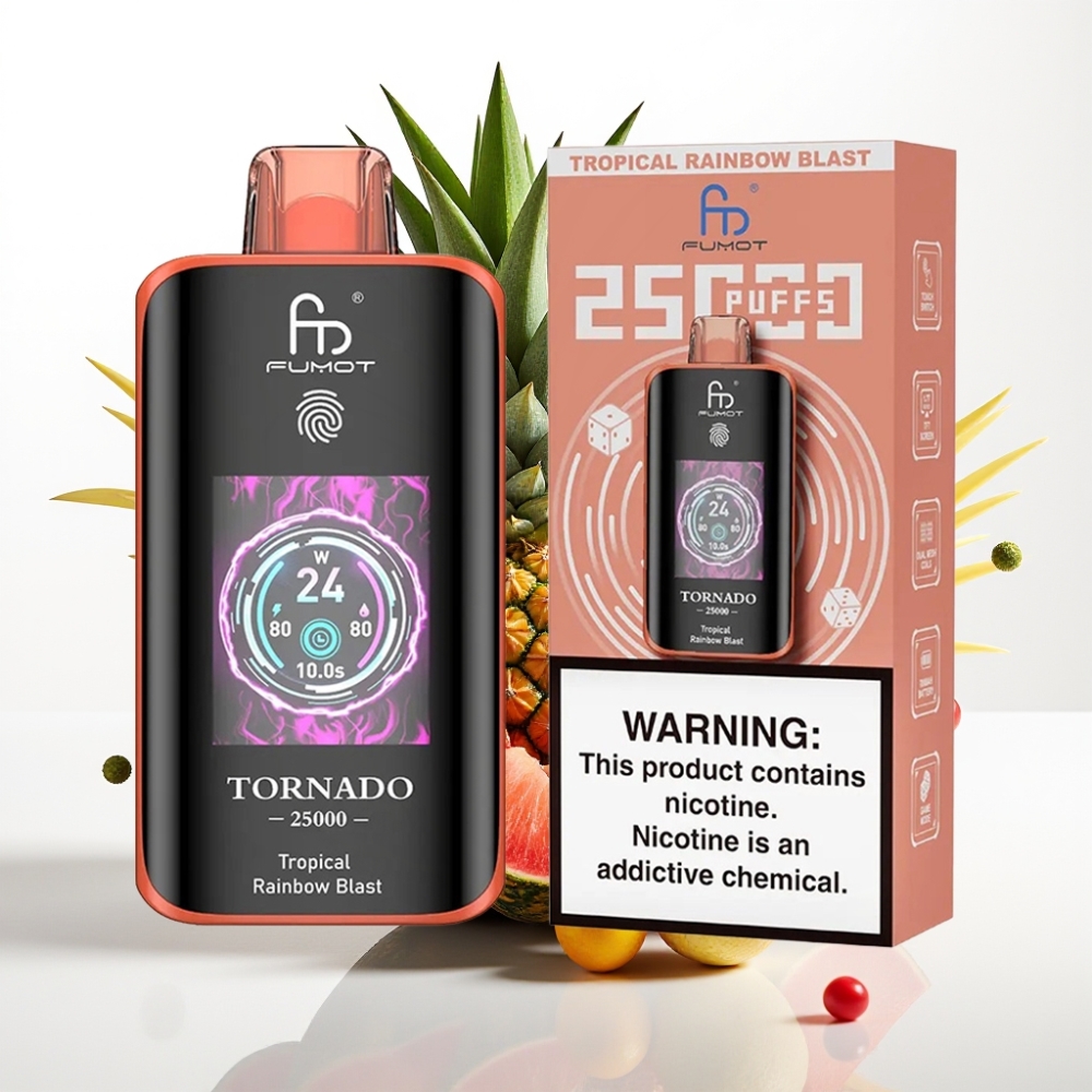 Fumot Tornado 25000 Puffs Pantalla HD 700mAh 20ml Explosión Tropical del Arcoíris