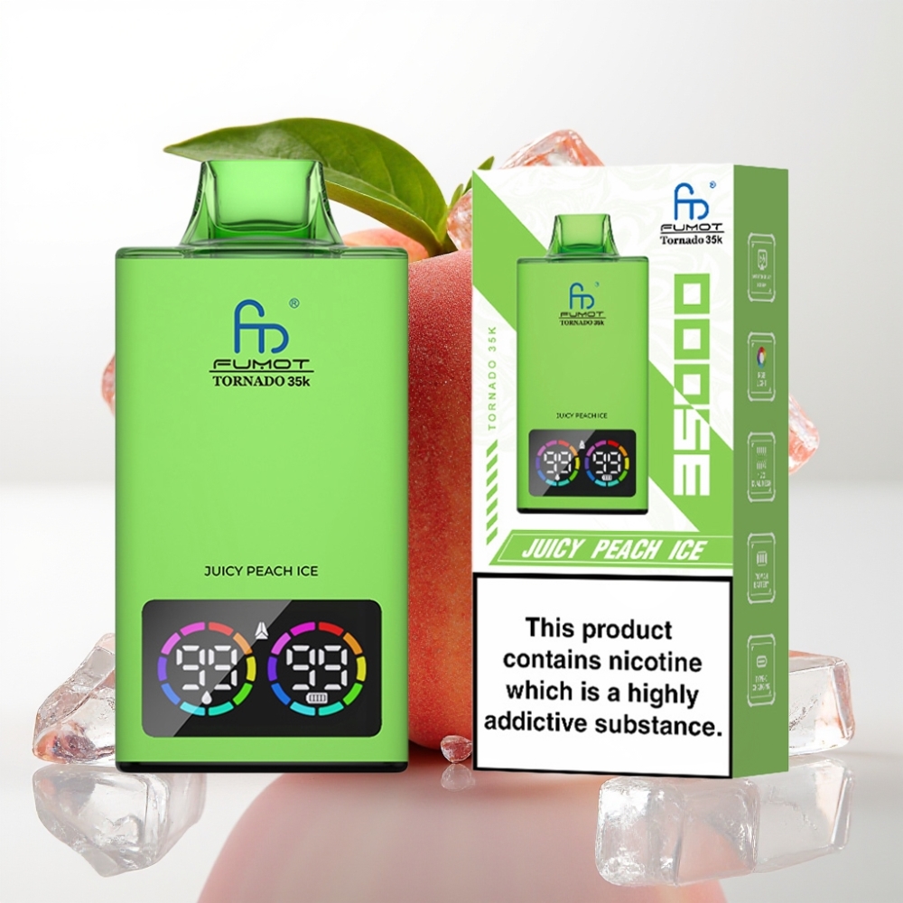 Fumot Tornado 35K 15ml Doble Malla RGB USB-C Melocotón Jugoso Helado