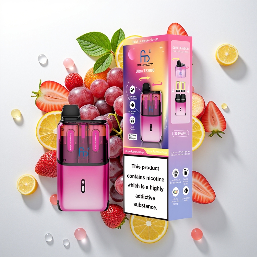 Fumot Ultra T32000 24ml 20mg Carga Rápida Type-C Uvas Arcoíris - Fresas Arcoíris