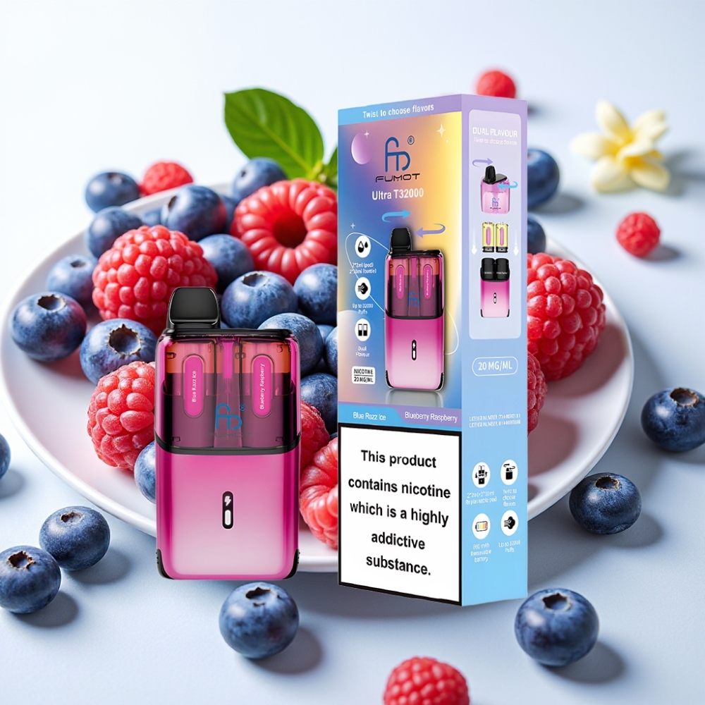 Fumot Ultra T32000 24ml 800mAh Carga Rápida Type-C Malla Avanzada Blue Razz Ice - Arándano Frambuesa