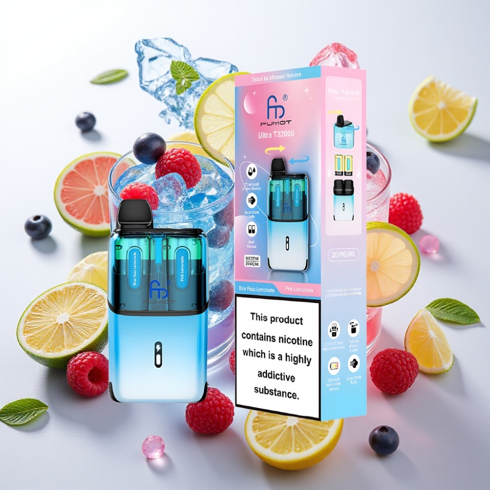 Fumot Ultra T32000 Puffs 24ml 20mg Carga Rápida Type-C Malla Avanzada Limonada Frambuesa Azul - Limonada Rosa