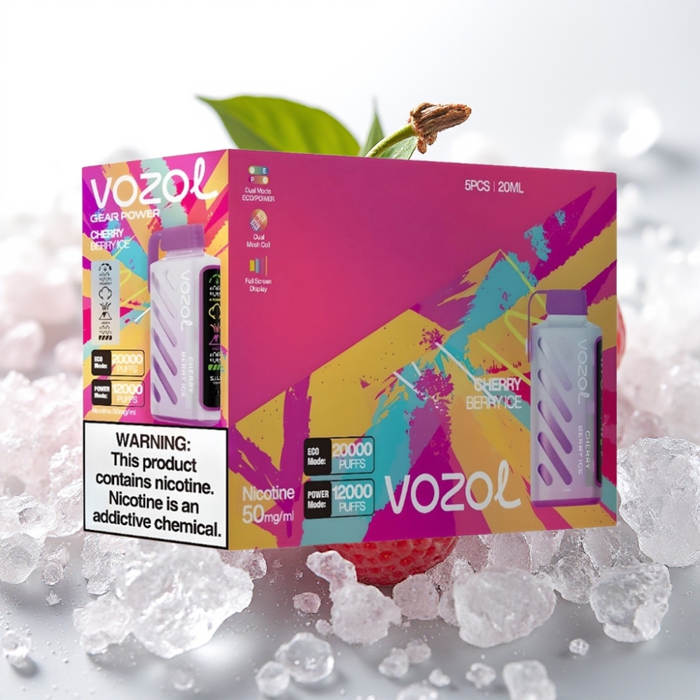 VOZOL Gear Power 20000 Puffs Cereza Berry Hielo S.i.L.C. Tech Dual Mesh Coil 20mL