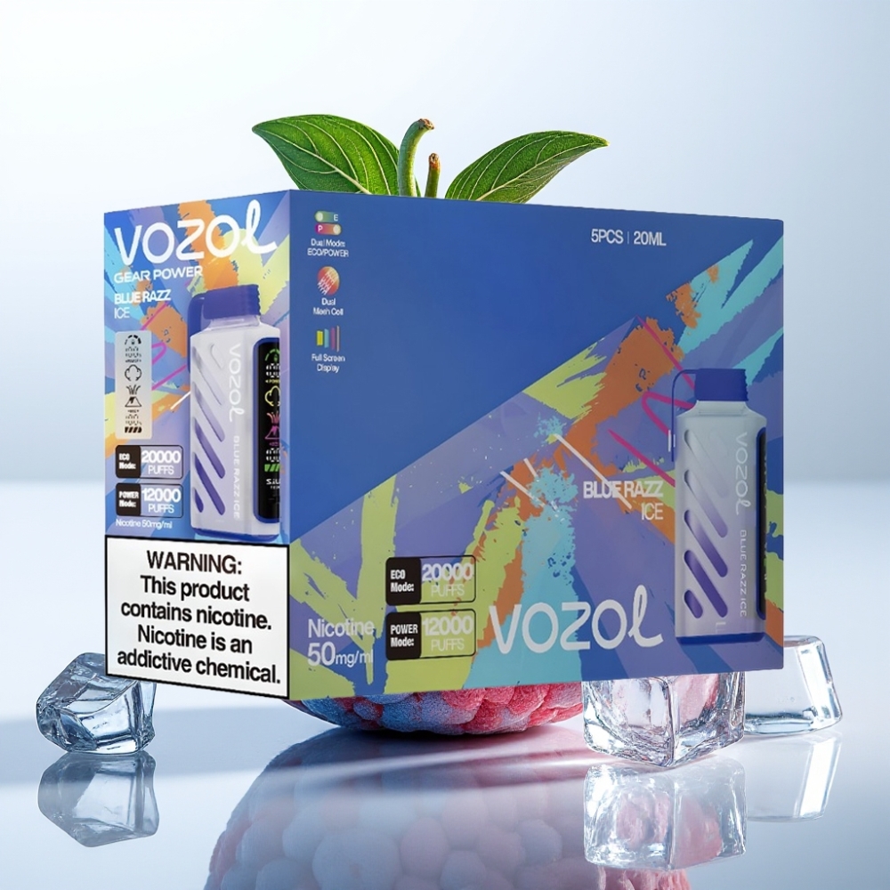 VOZOL Gear Power 20000 Puffs S.i.L.C. Tech Dual Mesh Coil 20mL 5% Frambuesa Azul Hielo