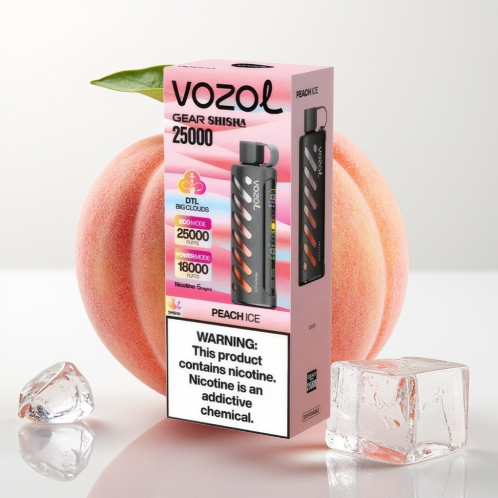 VOZOL Gear Shisha 25000 Puffs Duración S.i.L.C Tech 1000mAh Melocotón Hielo