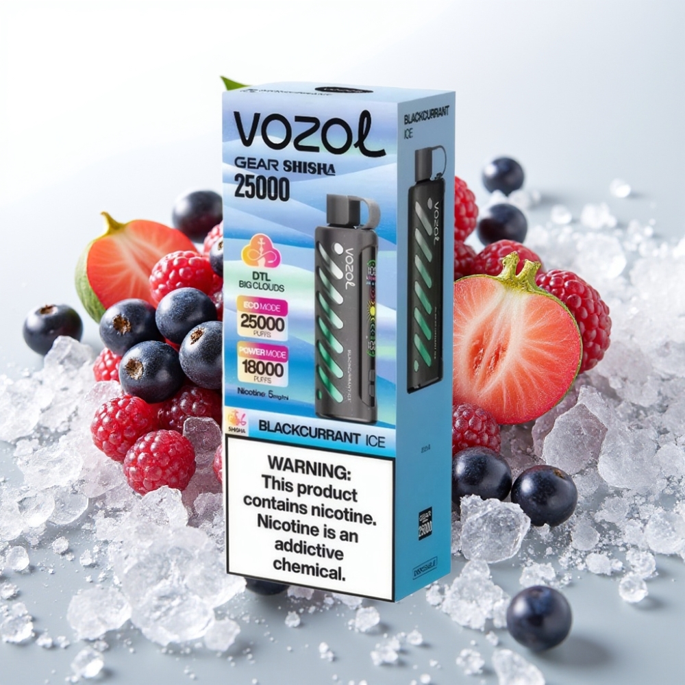 VOZOL Gear Shisha 25000 Puffs Grosella Negra Helada S.i.L.C Tech Dual Mesh 1000mAh