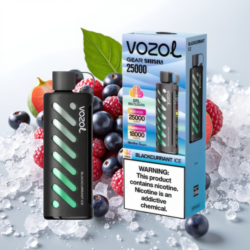 VOZOL Gear Shisha 25000 Puffs Grosella Negra Helada S.i.L.C Tech Dual Mesh 1000mAh