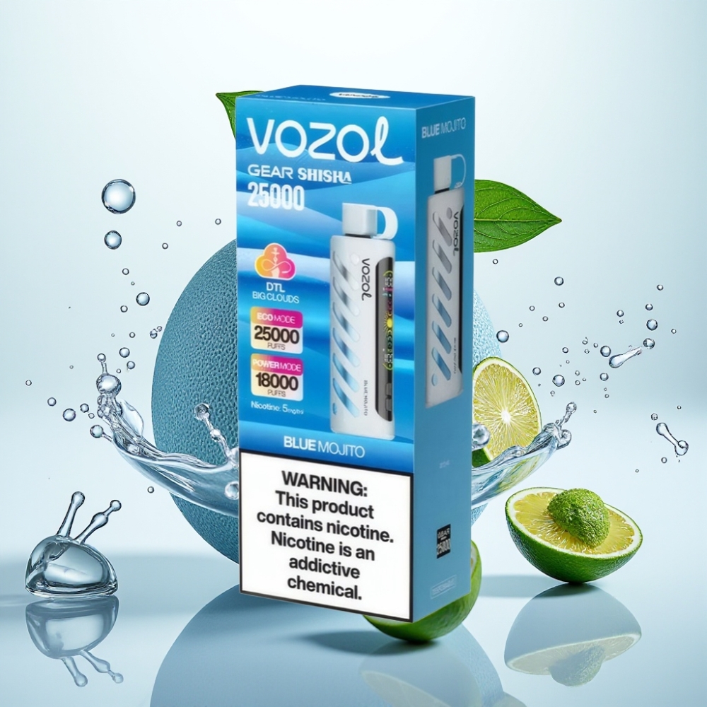 VOZOL Gear Shisha 25000 Puffs S.i.L.C Tech Dual Mesh Mojito Azul