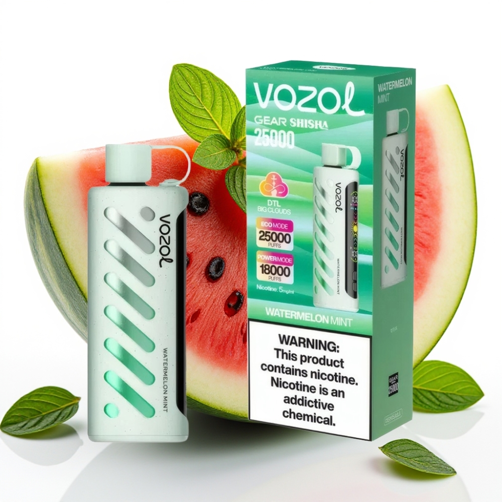 VOZOL Gear Shisha 25000 Puffs Sandía Menta S.iL.C Tech 1000mAh 5mg