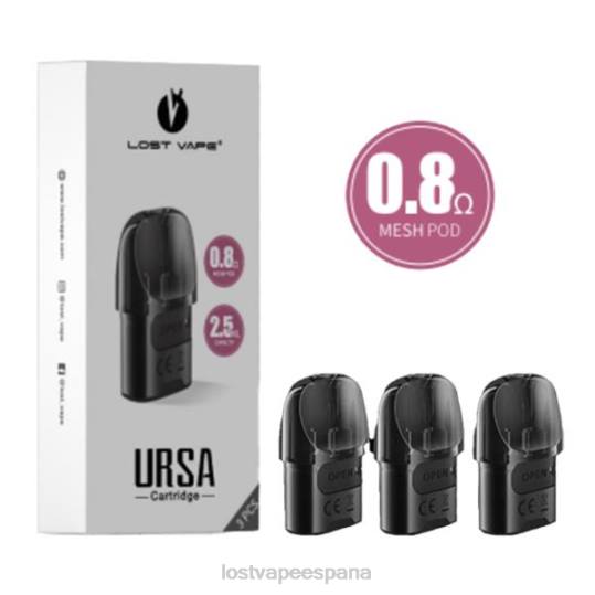 Lost Vape URSA vainas de repuesto | 2,5 ml (paquete de 3) negro 0.8ohm 4486123 Lost Vape contact